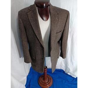 Chereskin Mens 40R Brown Herring Bone Camel Hair Blend Blazer Jacket